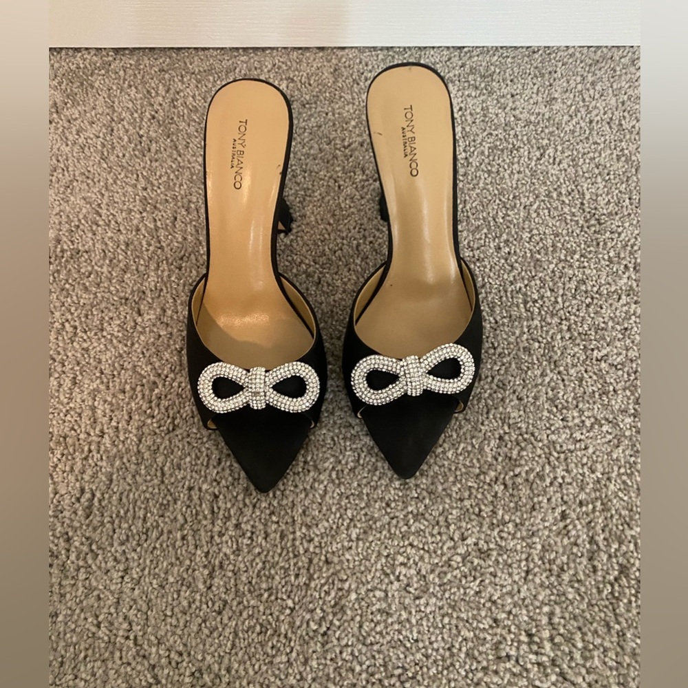 Tony Bianco Black Satin Bow Sandal Size 8